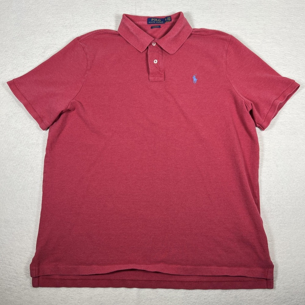 Polo Ralph Lauren Polo Shirt Mens XL Red Classic Fit Embroidered Pony Logo Pique - Picture 2 of 8
